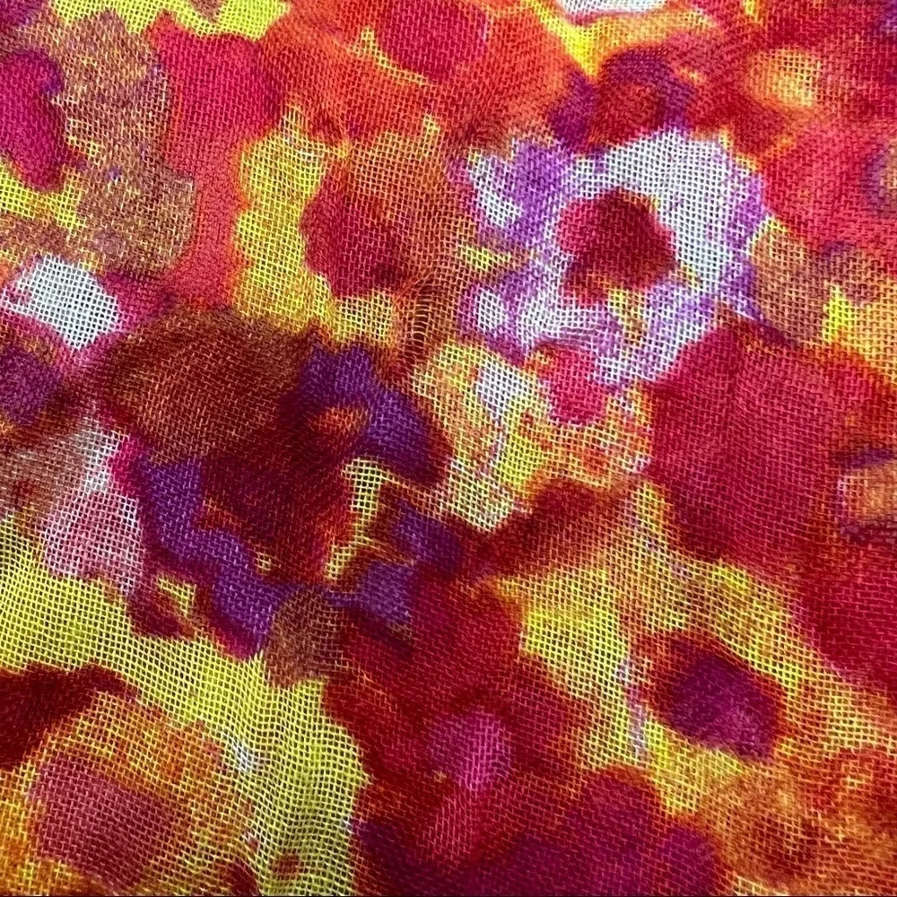 OLD NAVY Scarf Tie Dye Floral Fringe Lightweight Sheer Bright Colors Watercolor